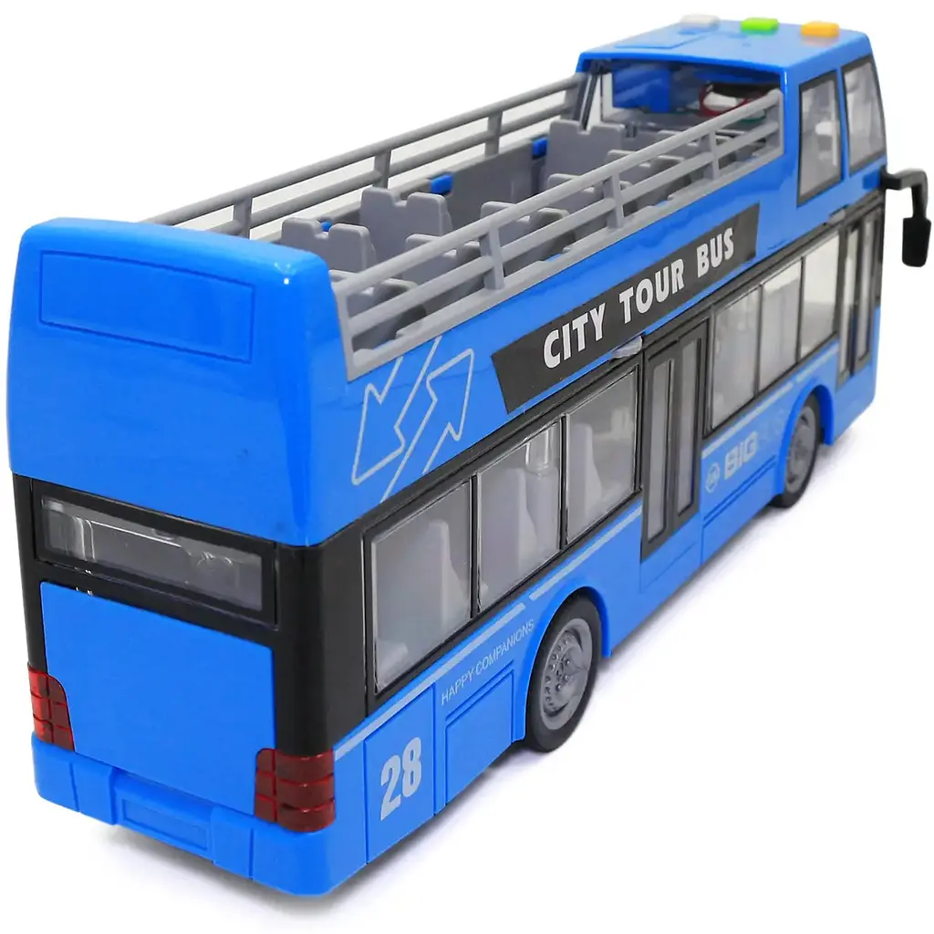 Дитяча масштабна модель двоповерхового екскурсійного автобуса Wenyi City Service з інерцією, підсвічуванням салону, музикою та механічними дверима 1:16 - фото 7
