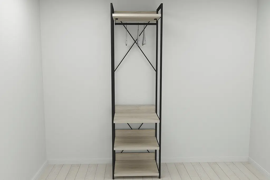 Шафа Гардероб Уні секція 3 серії Конект Ferrum-decor 220x60x50см Чорний метал ДСП Дуб Сонома 32 мм (FRD-104525) - фото 8