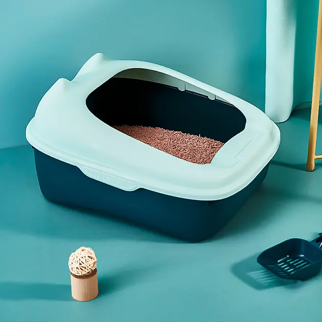Туалет для котів із лопаткою Derby Plastic Cat Litter Box зелений 51 х 41 х 30 см - фото 5