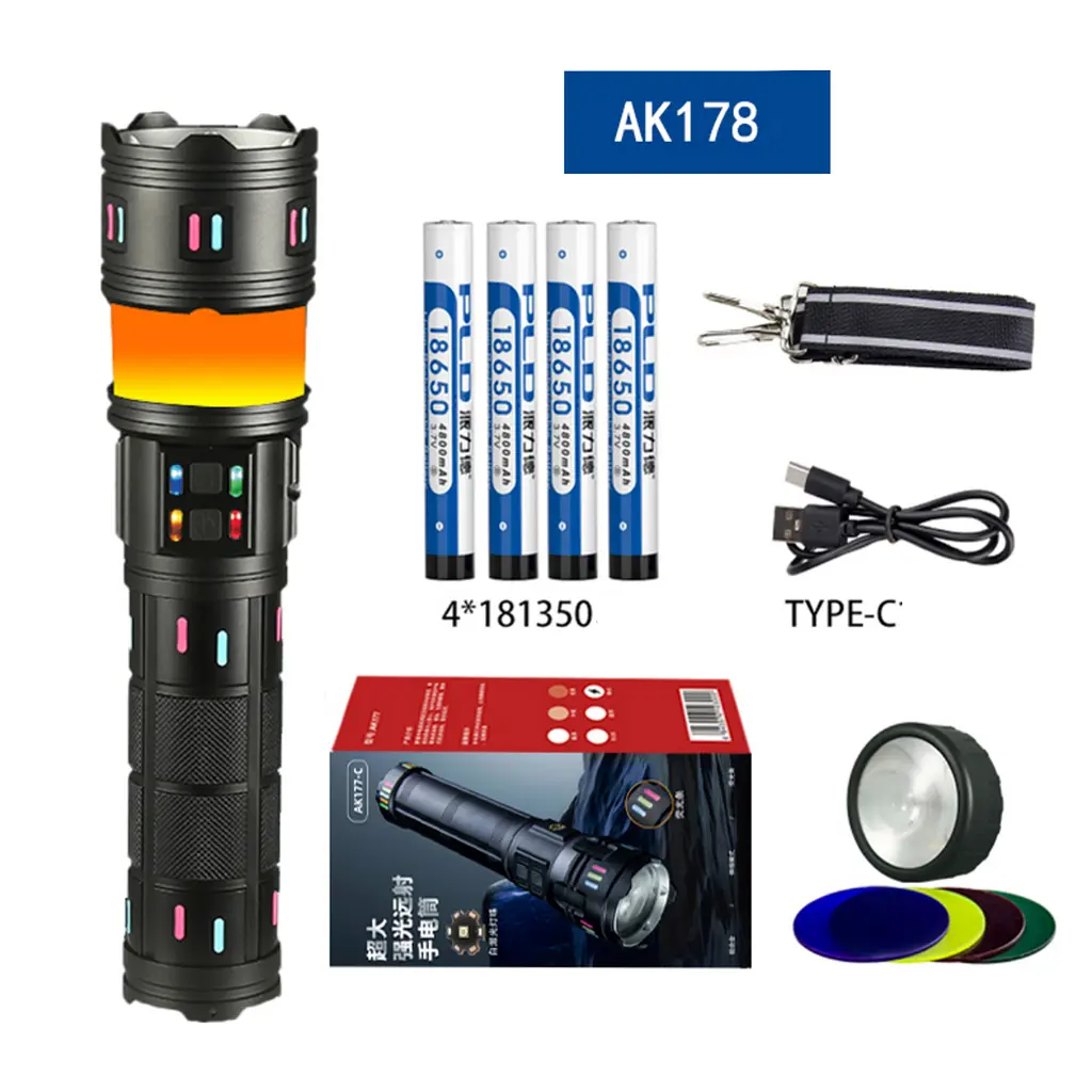 Ліхтар NIGHT VISION FLUORESCENCE XPRO AK178-WHITE LASER LED PM60-TG+COB 8x18650 3.7V, Power Bank, ЗУ Type-C, zoom, 5 фільтрів (47156-178_1489) - фото 6