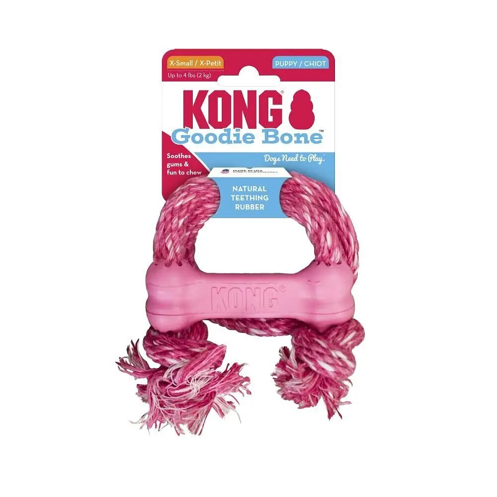 Жувальна кістка для цуценят KONG Puppy Goodie Bone з мотузкою - фото 2
