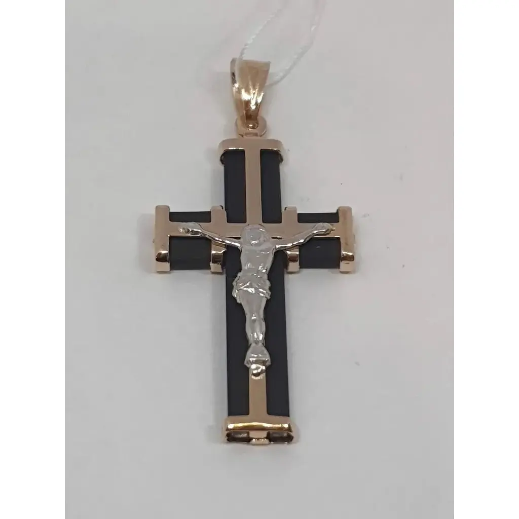 Золотий хрестик Tango з каучуком. Розп'яття Христа. 940011 - фото 2