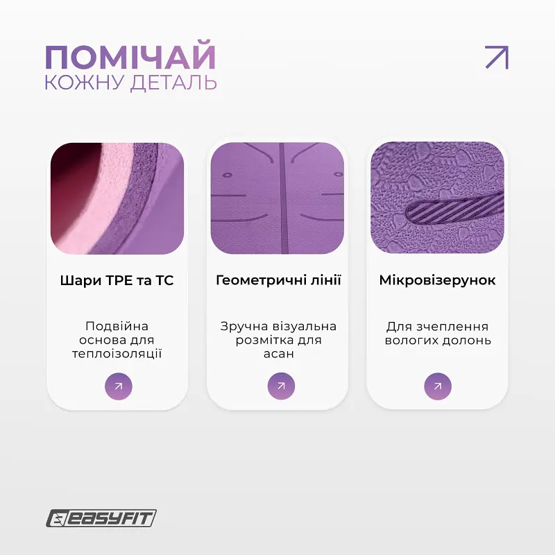 Килимок для йоги та фітнесу EasyFit Polarity Padma з ремнем - фото 4