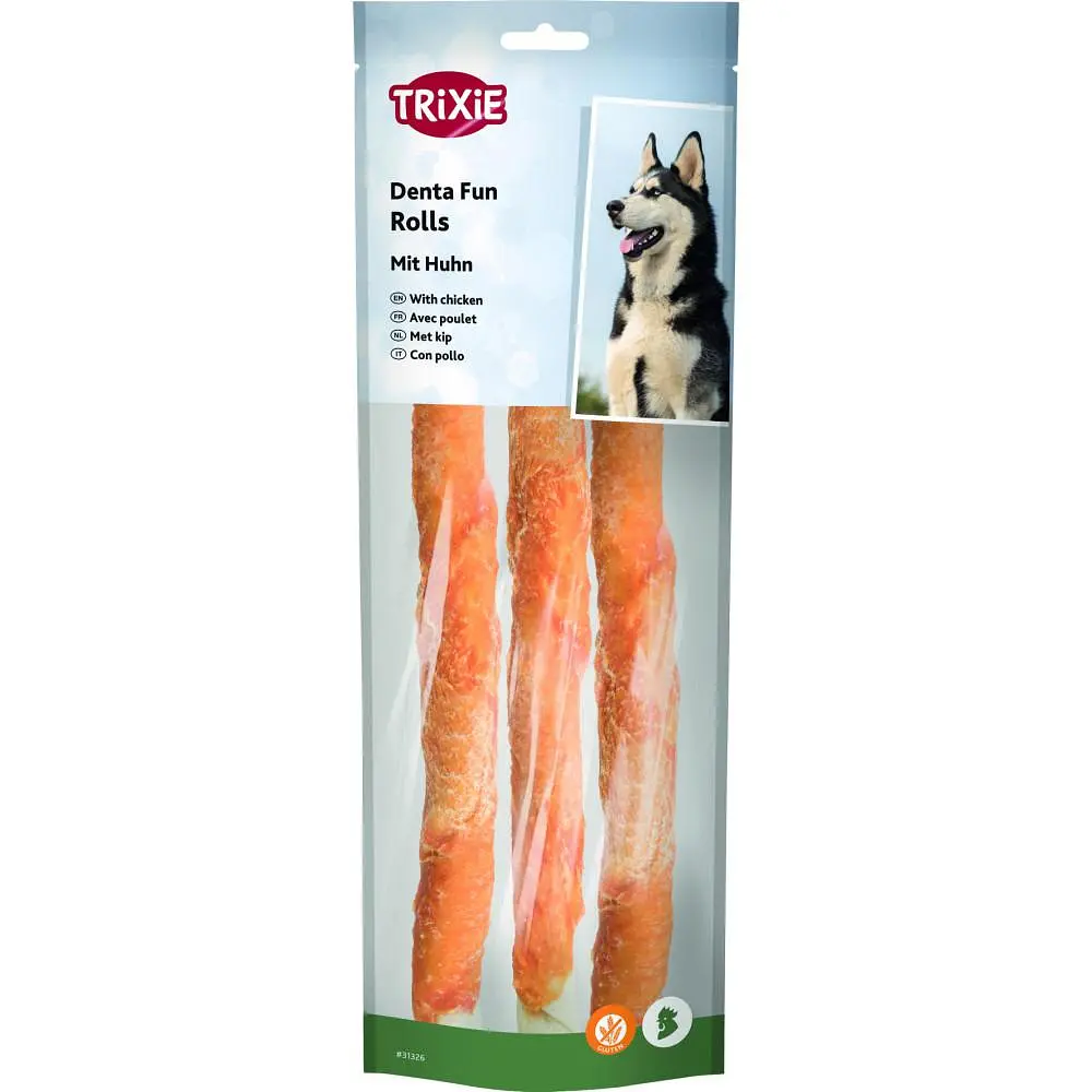 Ласощі для собак Trixie Палочка для чистки зубів з куркою Denta Fun 28 см 250 г (3 шт.)