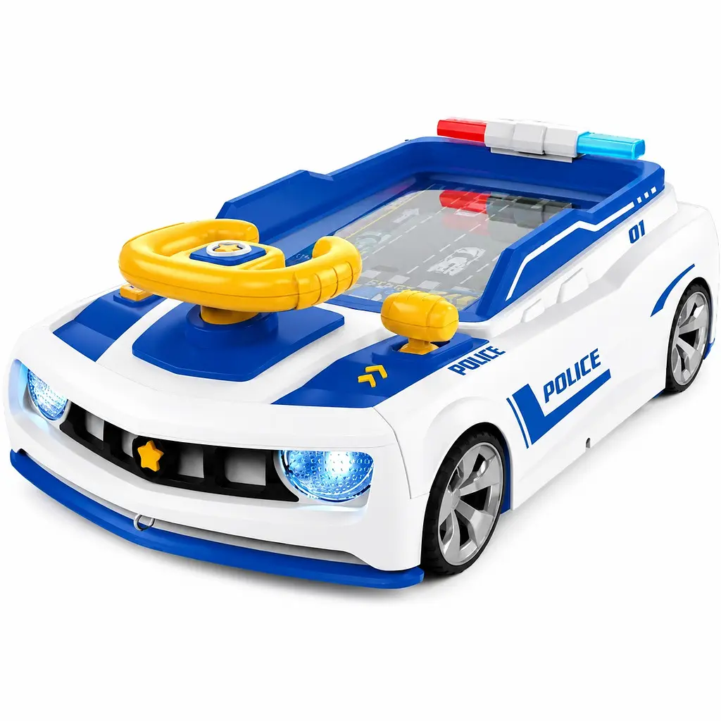 Дитячий гоночний симулятор водіння Поліція Adventure Racing Car, автотренажер, підсвічування, звук, присоски, 2 способи живлення