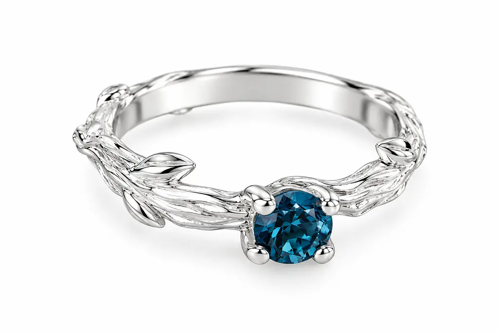 Золота каблучка «Гілочка» з топазом London Blue К-0848 21.5 - фото 3