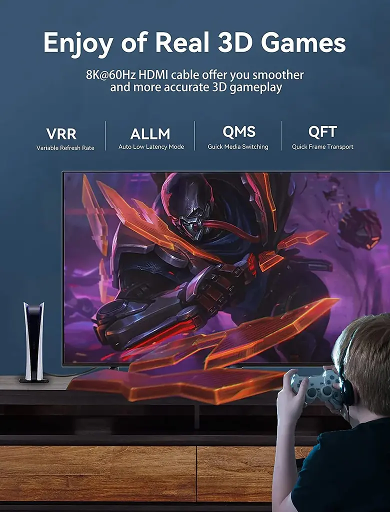 Кабель HDMI M - M, 1.5 м, V2.1, 8K 60Гц обплетення, Синій Aluminum Alloy Type Vention - фото 5