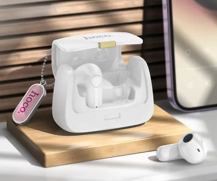 Беспроводные наушники Hoco DES35 Dawn handbag BT headset, BT5.3, 35mAh, 300mAh, 5.5h, White - фото 5