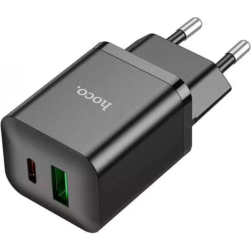 Мережевий зарядний пристрій Hoco N28 Founder 20W USB-C + USB Black [93092] - фото 4