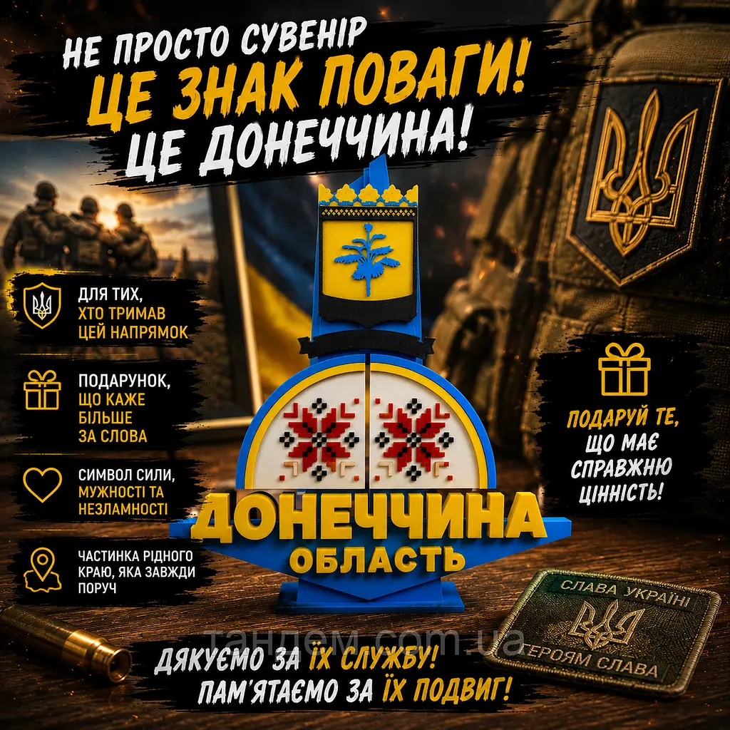 Подарункова стела «Донецька область» для військового, ветерана, волонтера — патріотичний сувенір на пам’ять - фото 4