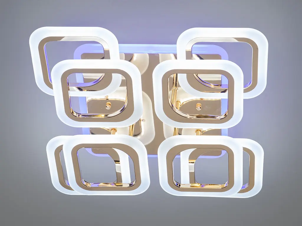 Люстра стельова LED Diasha HAS8060/4+4G, 110W, 3200K-6500K, золото, хай-тек стиль, пульт ДУ, для вітальні, спальні, кухні - фото 2