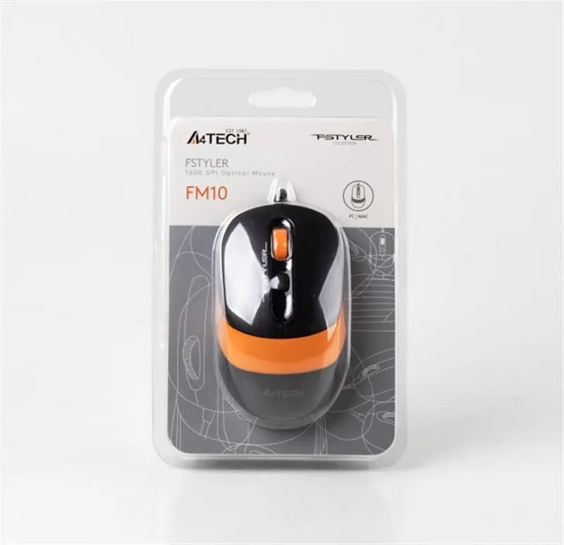 Миша A4Tech FM10 Black/Orange USB - фото 5