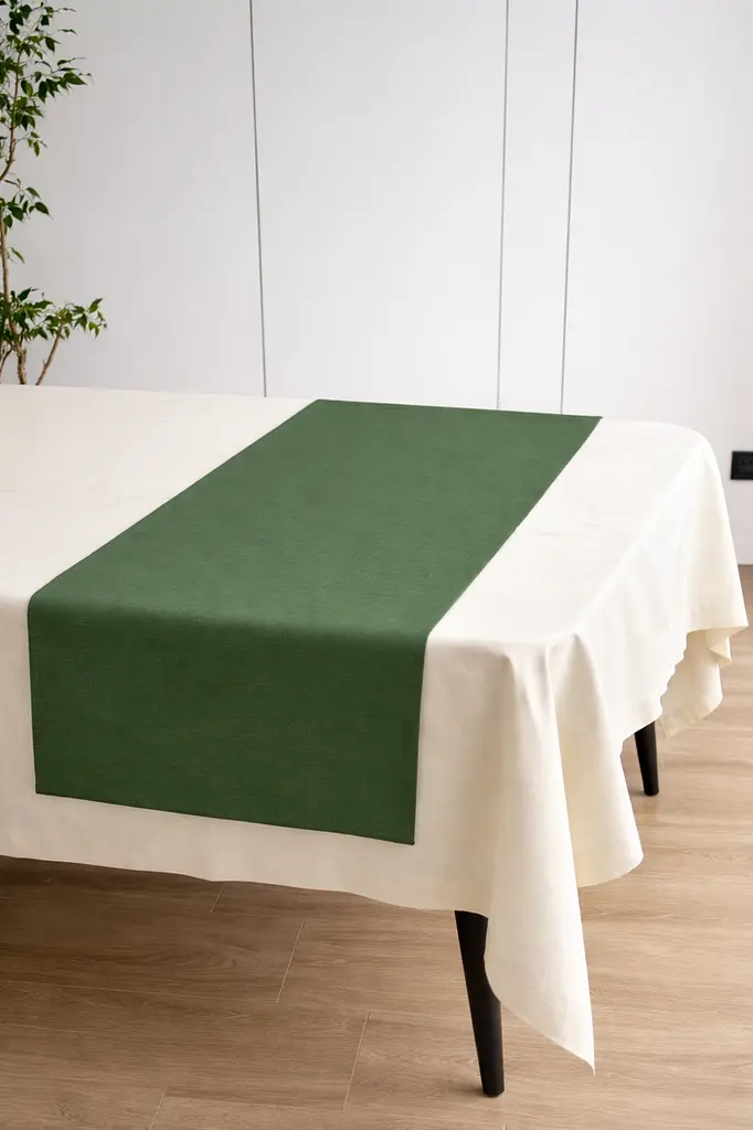 Ранер доріжка Ecotton DUCK 45x170 см для обіднього столу водовідштовхувальна однотонна зелена Green (25342) - фото 3