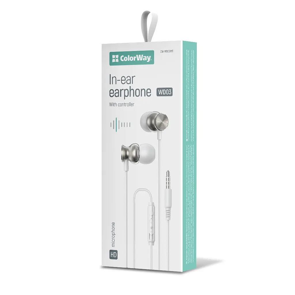 Навушники ColorWay 3.5 mm Wired Earphone UrbanBeat White (CW-WD03WT) - фото 2