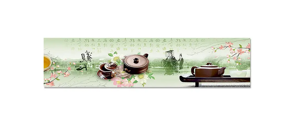 Кухонний фартух Happy Pocket самоклеючий Чай і Сакура ПВХ наклейка Східні символи 60х250 см Z180300 - фото 7