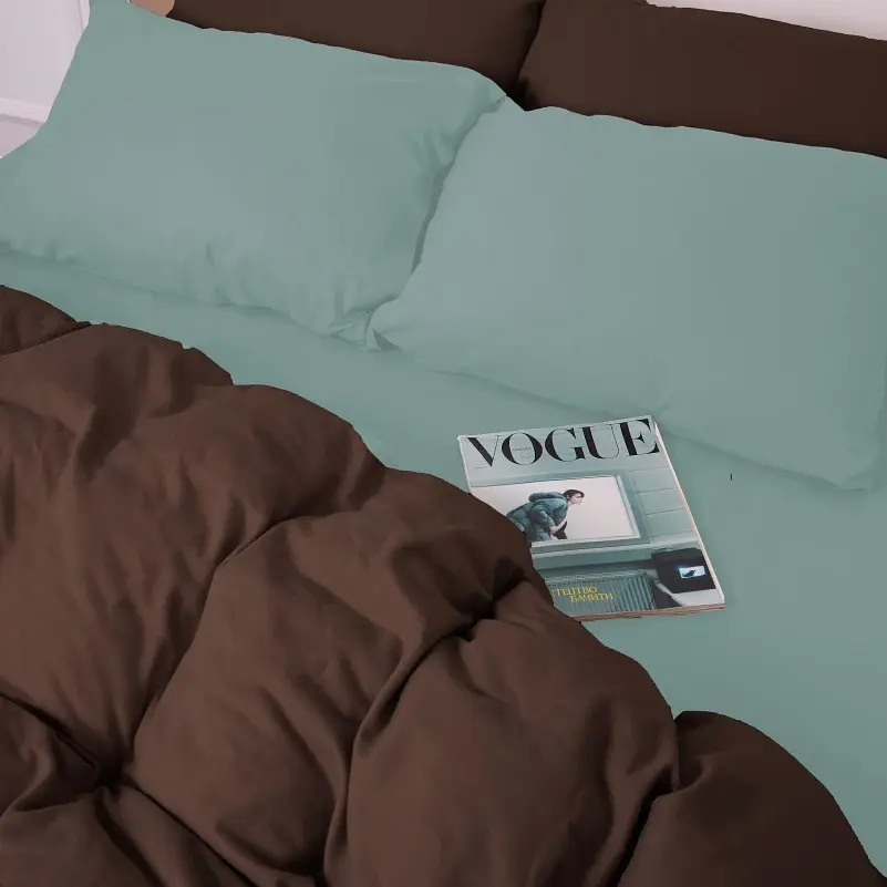 Комплект постельного белья MirSon Menthol-Brown 143x210 см ментолово-коричневый (2200009661396) - фото 5