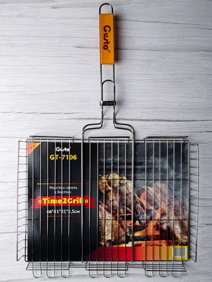 Решітка для гриля барбекю Gusto GT-7106 Time2Grill з ручкою з дерева для мангалу 66х41х5,5 см - фото 3