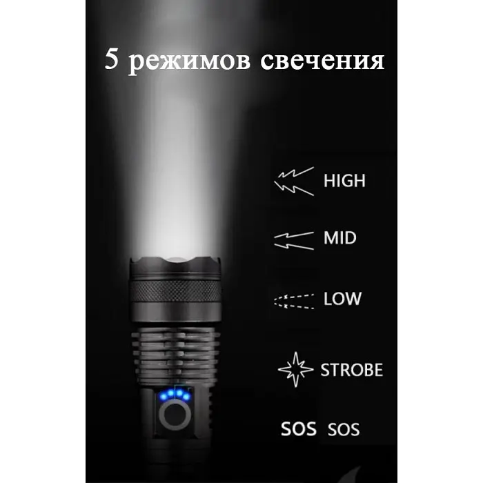 Ручной фонарь BL на аккумуляторе влагостойкий с Zoom фокусировкой POLICE BL-X72-P90 - фото 4