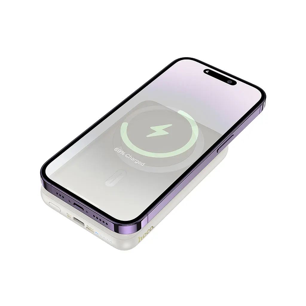 Батарея універсальна HOCO 10000mAh Grace PD/20W Magnetic White (J141 / 714985) - фото 5