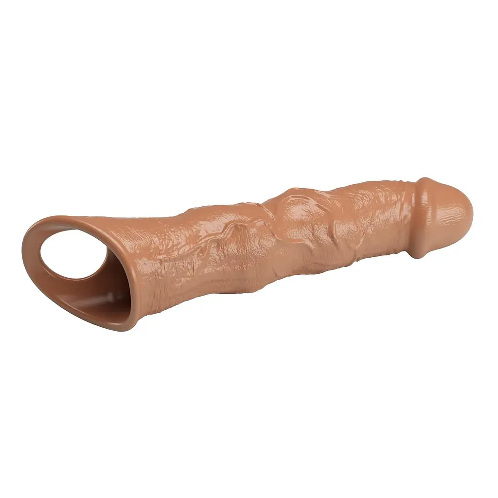 Насадка на пеніс Pretty Love Extension Penis Sleeve Blocks, 28 см (коричневий) - фото 8