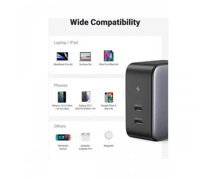 Зарядний пристрій Ugreen CD254 100 W Smart Charger євровилка (50327) - фото 6