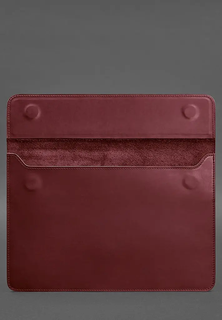 Кожаный чехол-конверт BlankNote на магнитах для MacBook 15 дюйм Бордовый Crazy Horse - фото 3