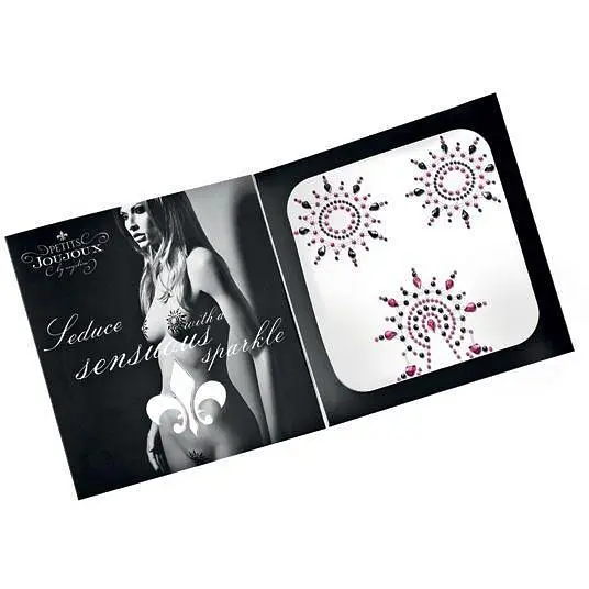 Пестіс з кристалів Petits Joujoux Gloria set of 3 Black/Pink украшение на грудь и вульву One size - фото 2