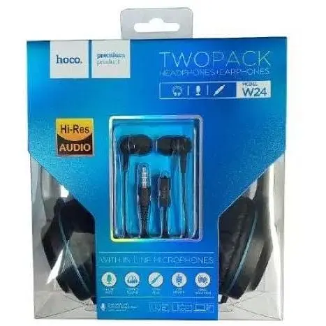 Навушники накладні та вставні Hoco Enlighten W24 black-blue 2 пари - фото 4