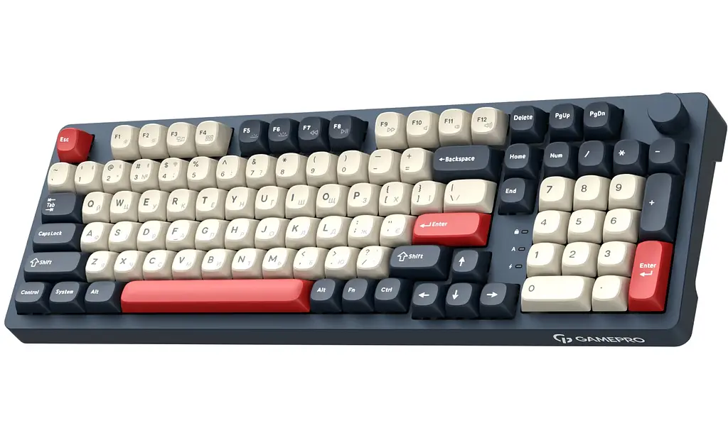 Клавіатура ігрова механічна GamePro MK-305-BL Asgard Drakkar Keychron Super Red Switch Bluetooth 5.2/2.4 ГГц/USB Blue - фото 2
