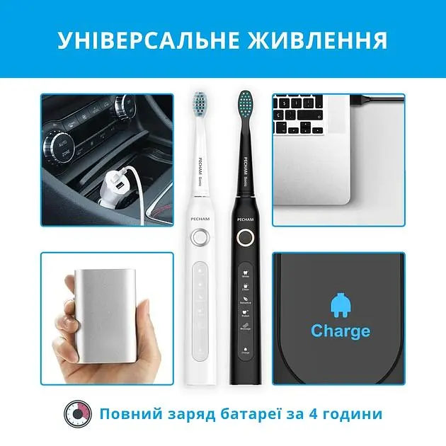 Набор зубных щеток Pecham Black and White Travel Set PC-084 (0290119010100) - фото 8