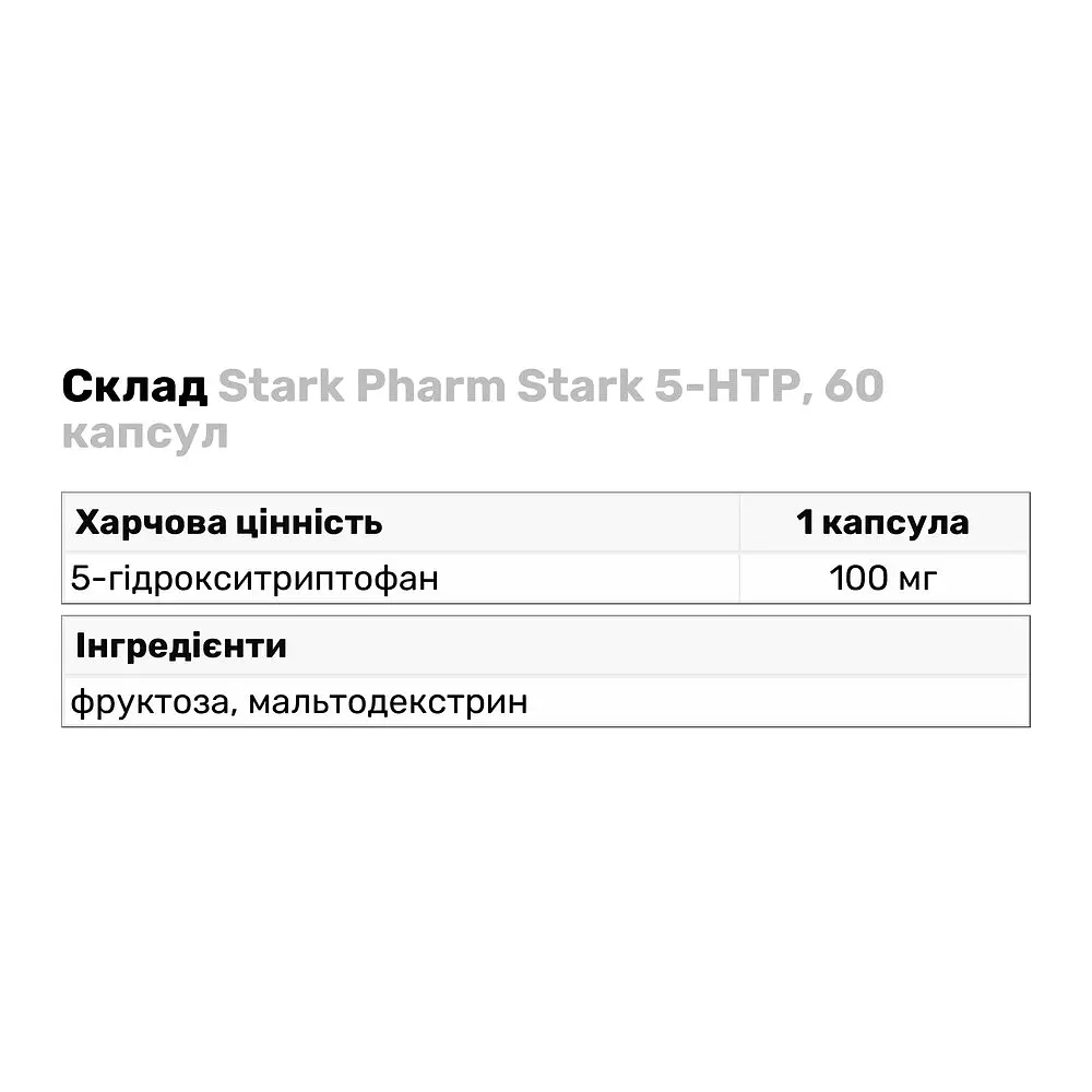 Амінокислота Stark Pharm Stark 5-HTP, 60 капсул - фото 3