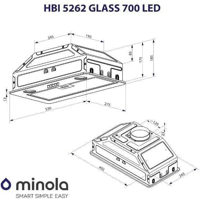 Витяжка вбудована Minola HBI 5262 IV Glass 700 LED - фото 9