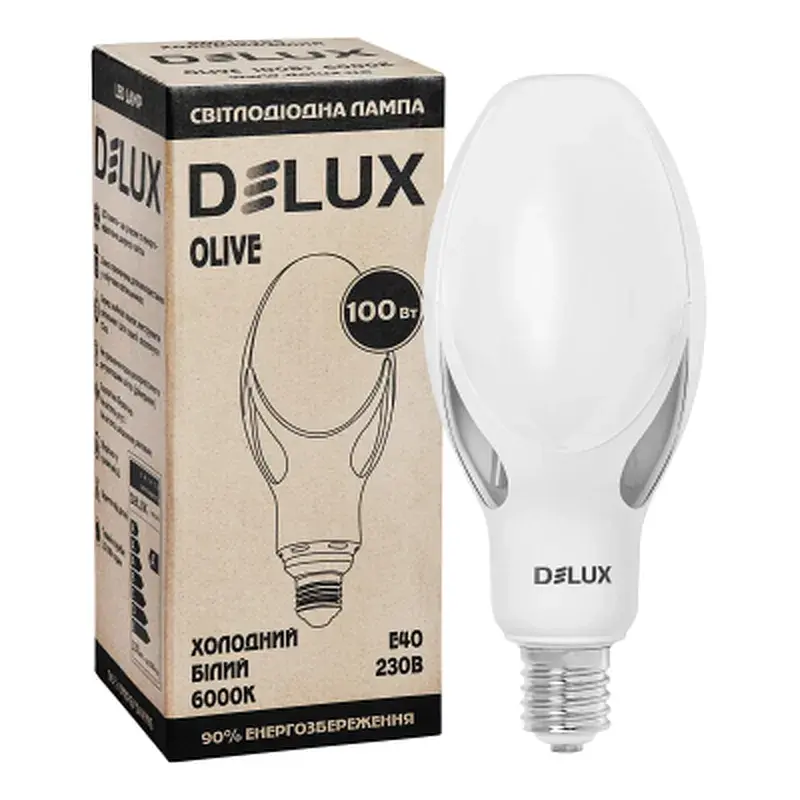 Лампочка Delux OLIVE 100W E40 6000K (90015385) - фото 2