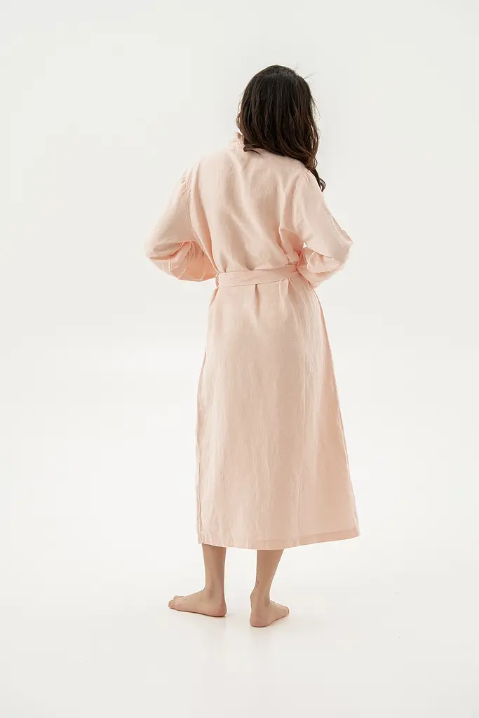 Халат-кимоно со льна Lotus Home - Madrida пудра L/XL - фото 4