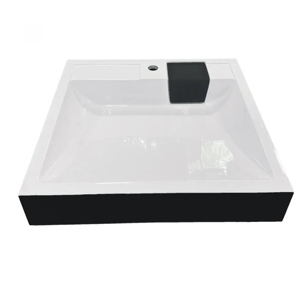 Умивальник на пральну машину без переливу Adamant Washer New Black-White Glossy штучний камінь 59,5 см - фото 4