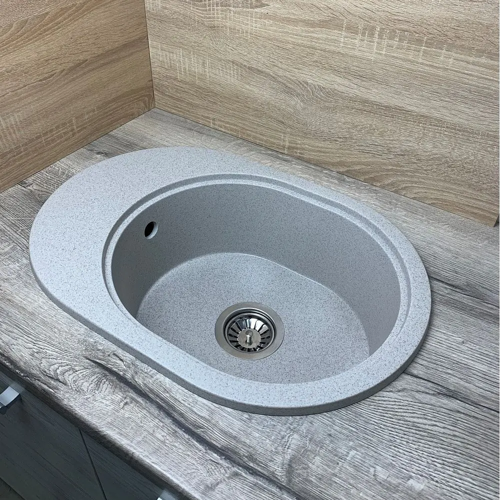 Кухонна мийка Adamant OVALE terra 610x420x180 мм, з крилом 61 см - фото 3
