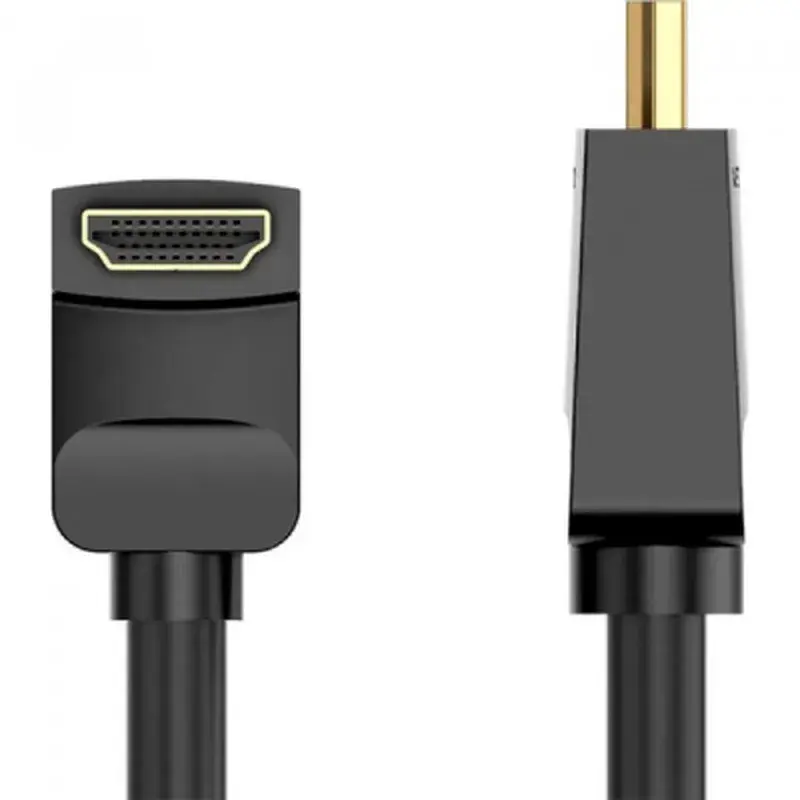 Кабель мультимедійний HDMI M to HDMI M 1.0m V2.0 4K60Hz 90° corner PVC black Vention (AARBF) - фото 2