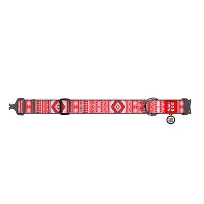 Ошейник для животных WAUDOG Nylon с QR паспортом Этно красный металлическая пряжка-фастекс XXL (4535-0133) - фото 2