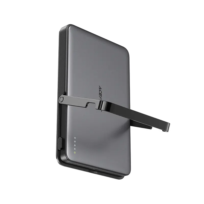 Зовнішній акумулятор Acefast M16-5000 PD18W ultra-thin magnetic wireless charging power bank with stand Black (6974316283997) - фото 4