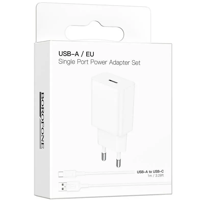 СЗУ Borofone BA110A Lemi 7.5W (1USB-A) + кабель USB to Type-C White - фото 2