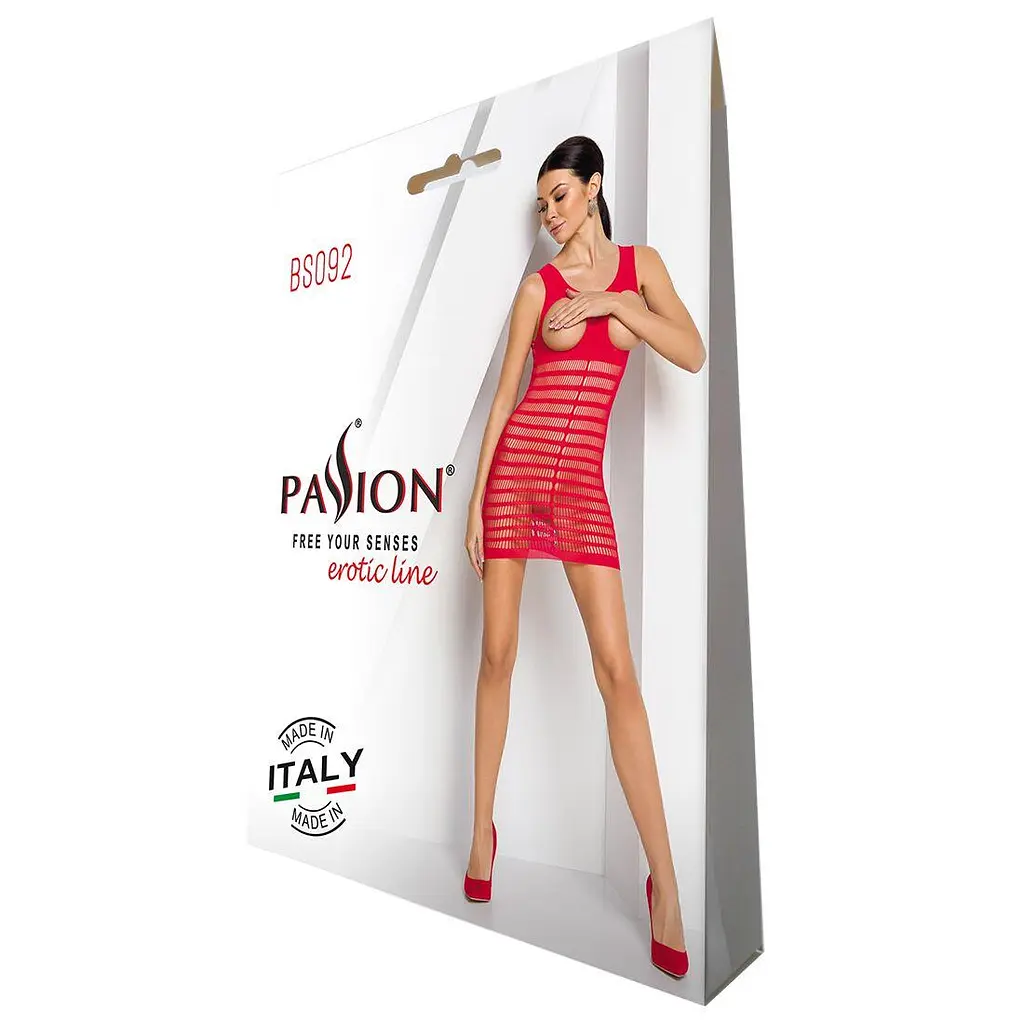 Бодістокінг-сукня з відкритими грудьми Passion BS092 red One size - фото 4