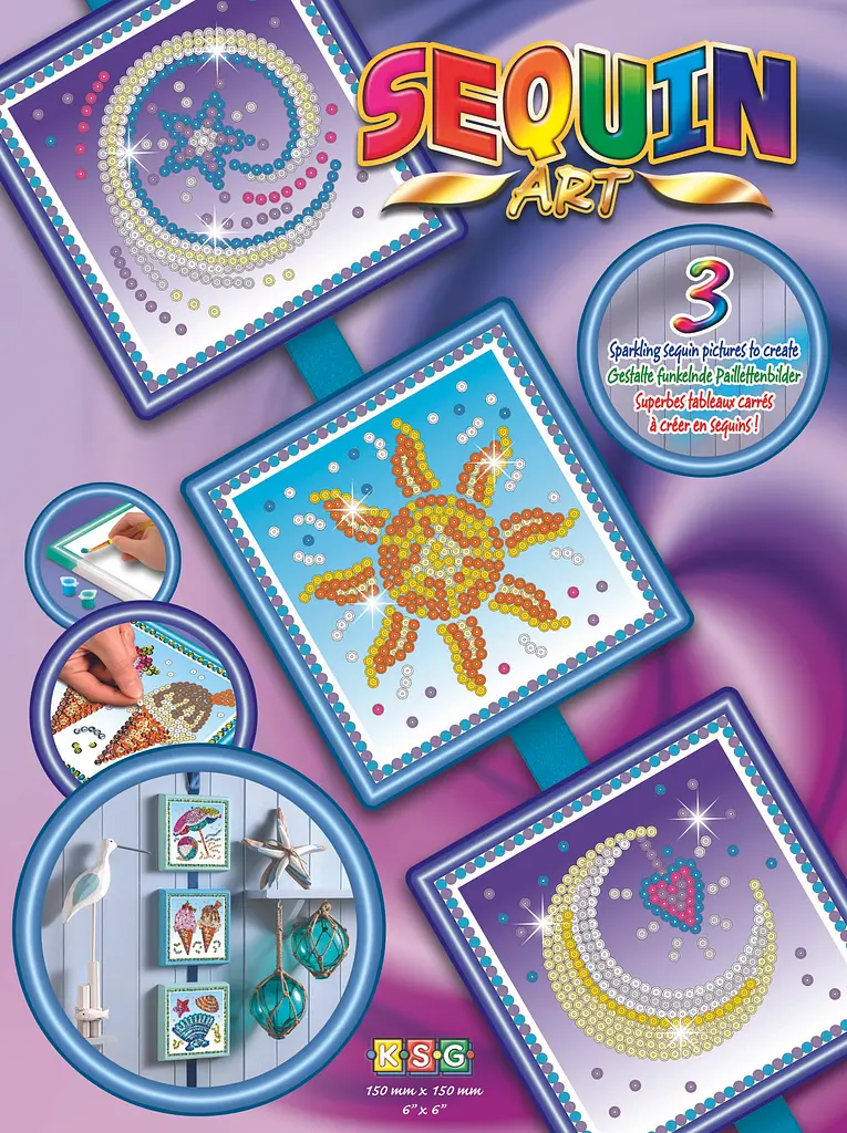 Набір для творчості Seasons Космос, Сонце, Місяць і зірки 3шт, 16*16см Sequin Art det0017603 - фото 3