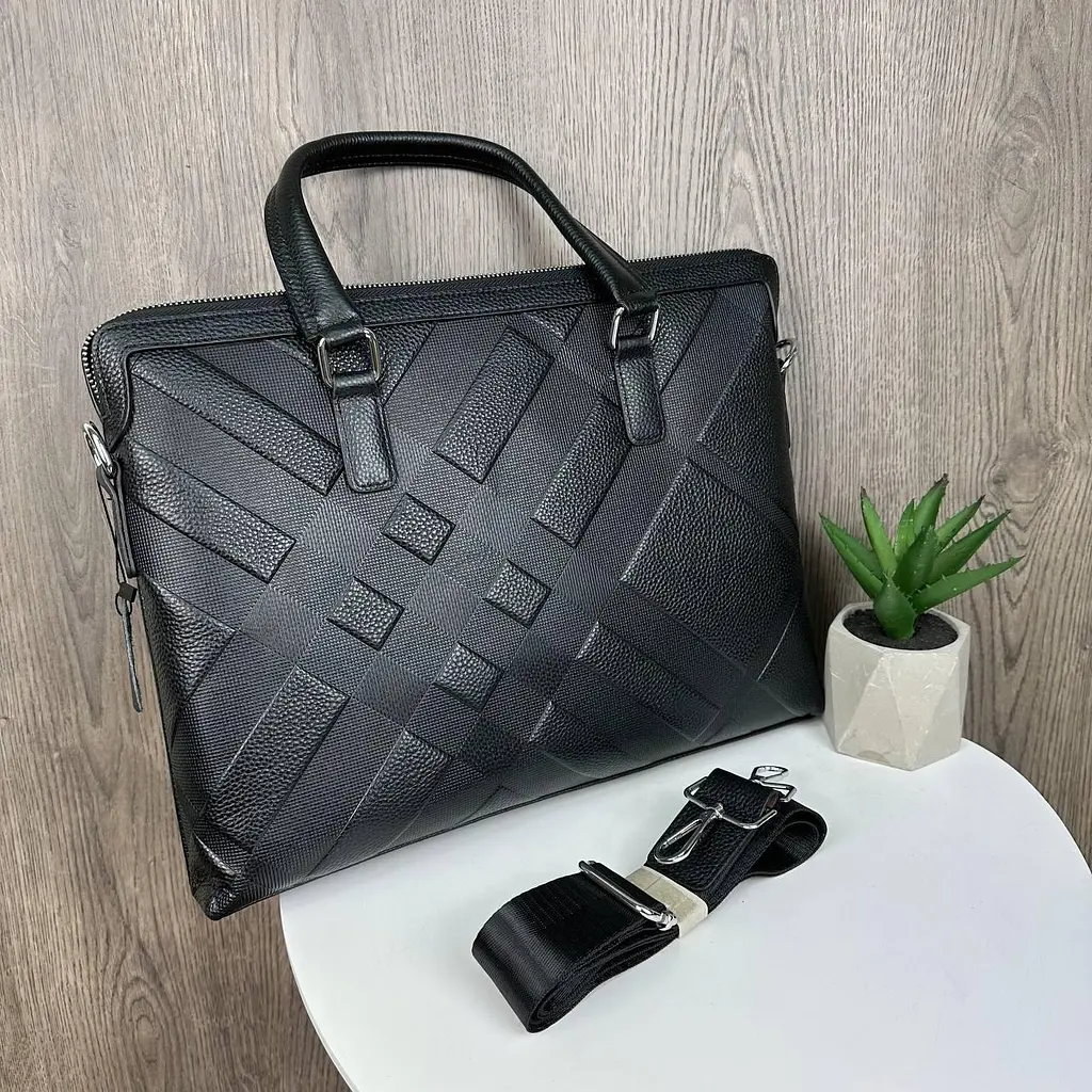 Сумка портфель чоловіча шкіряна для документів чорна 1326 - фото 3