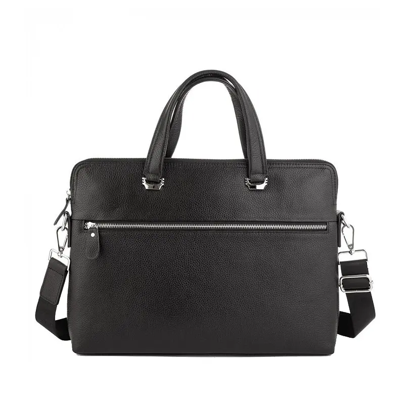 Сумка для ноутбука и документов кожаная черная Tiding Bag 9157 с 2 ручками - фото 2