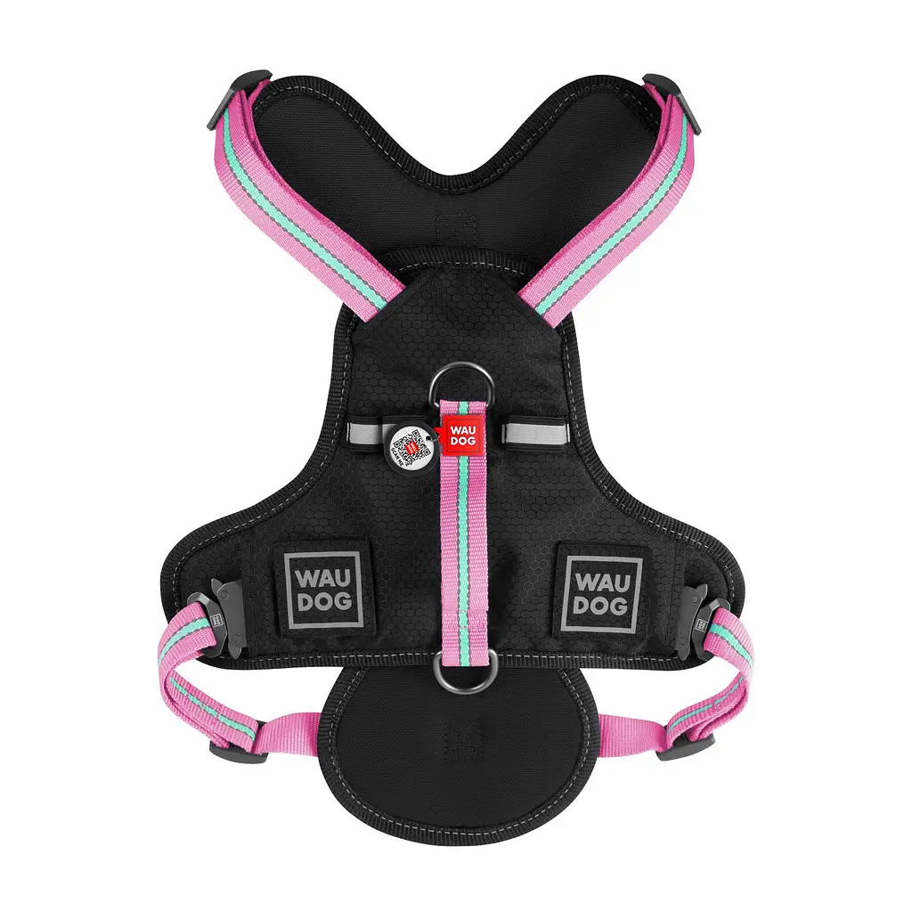 Шлея для собак безпечна Waudog Nylon з QR паспортом, металева пряжка-фастекс, L, Ш 25 мм, А 60-95 см, В 80-100 см (4823089322278) - фото 2