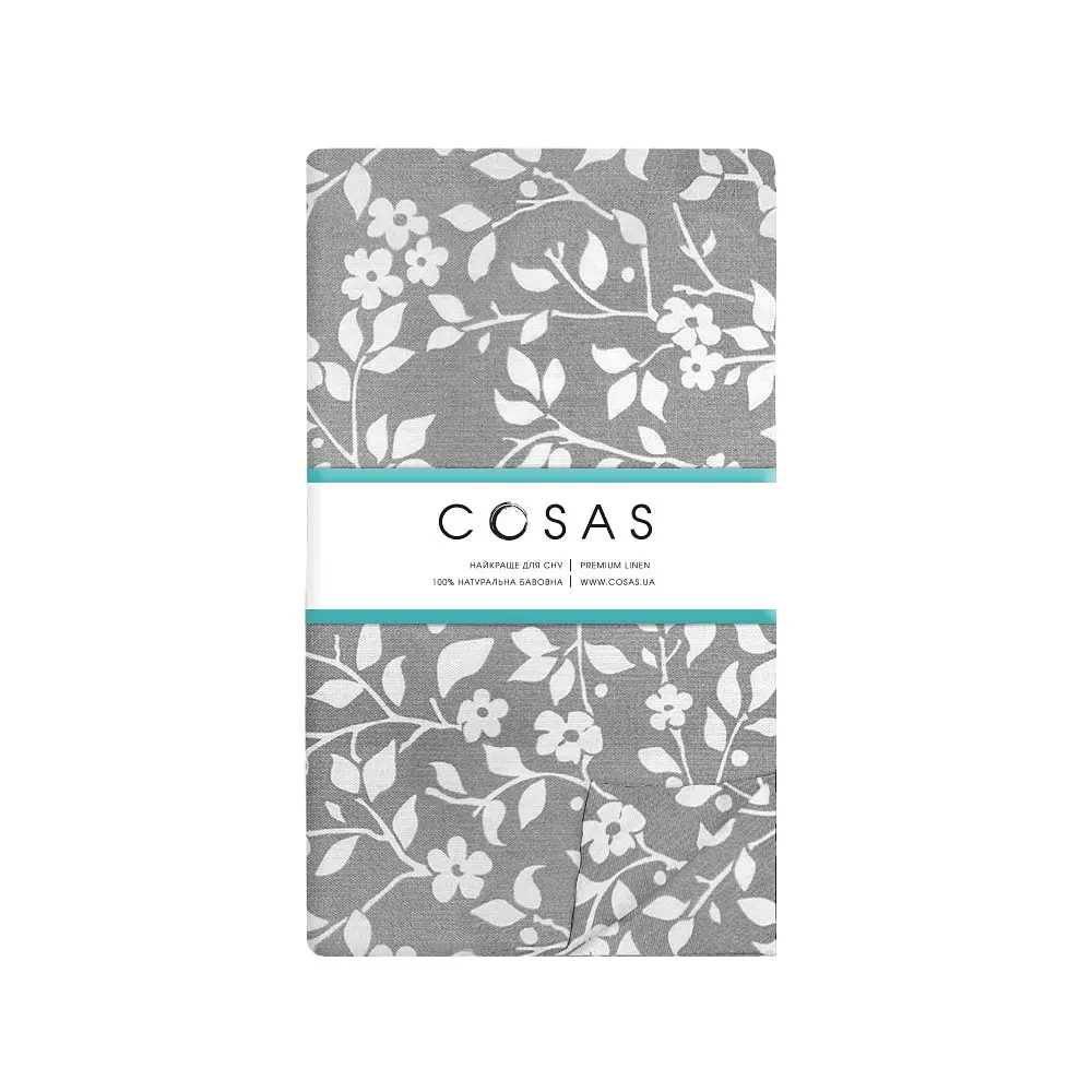 Комплект постільної білизни Cosas євро з простирадлом на резинці FLOWERS CS1 200 x 220 см (FlowersWhiteQuartz_El-Quartz_200) - фото 7