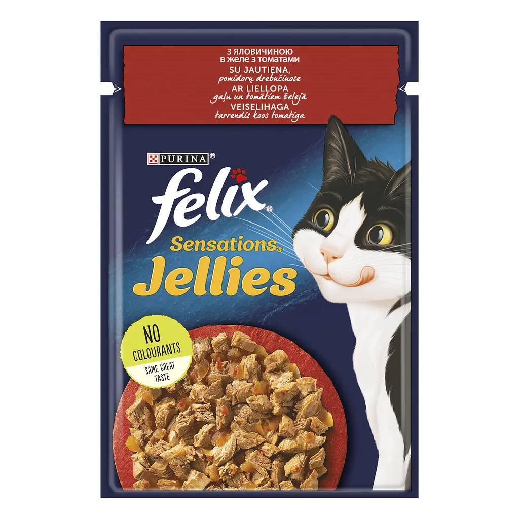 Влажный корм для кошек Felix Sensations с говядиной и томатами 2.21 кг (26 шт. х 85 г) - фото 2