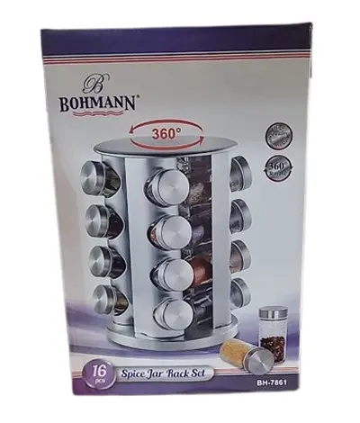 Органайзер набір для спецій Bohmann BH-7861 16 баночок на підставці, що обертається - фото 3