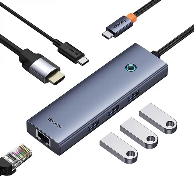 USB-хаб Baseus UltraJoy Series 6-Port B00052802811-03 Grey - фото 4