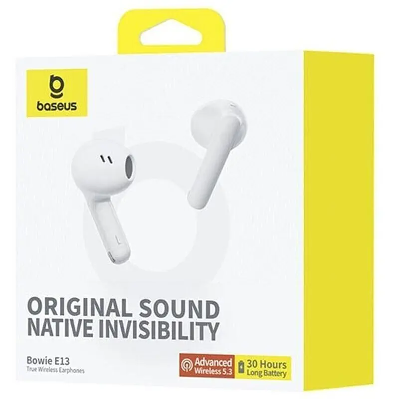 Беспроводные наушники Baseus Bowie E13 True Wireless Earphones, BT5.3, 40mAh, 400mAh, 6h, White A00059701217-Z1 - фото 6